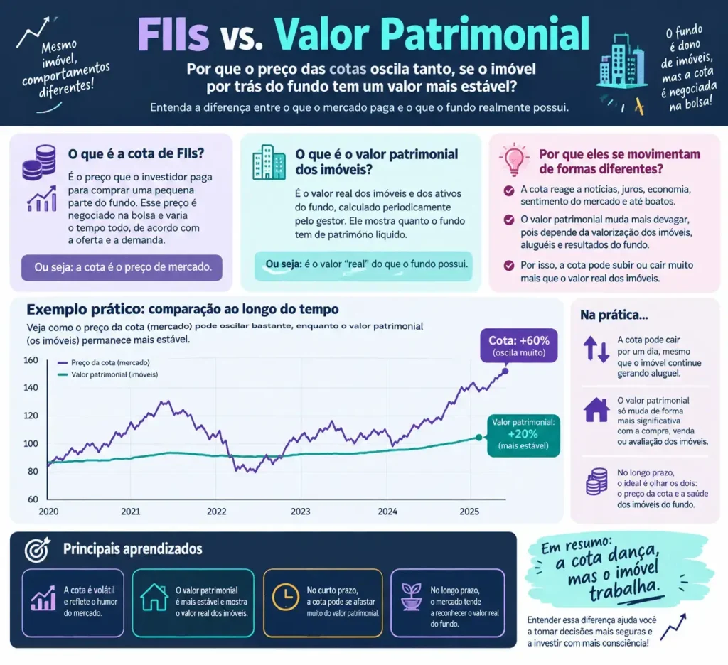 Infográfico detalhando riscos de crédito em fundos imobiliários em queda - Blog RadarPratico
