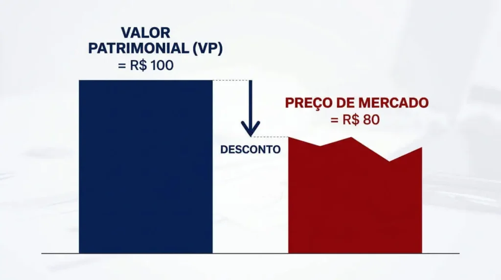 Comparativo visual de valor patrimonial e preço de mercado em fundos imobiliários blog radarpratico
